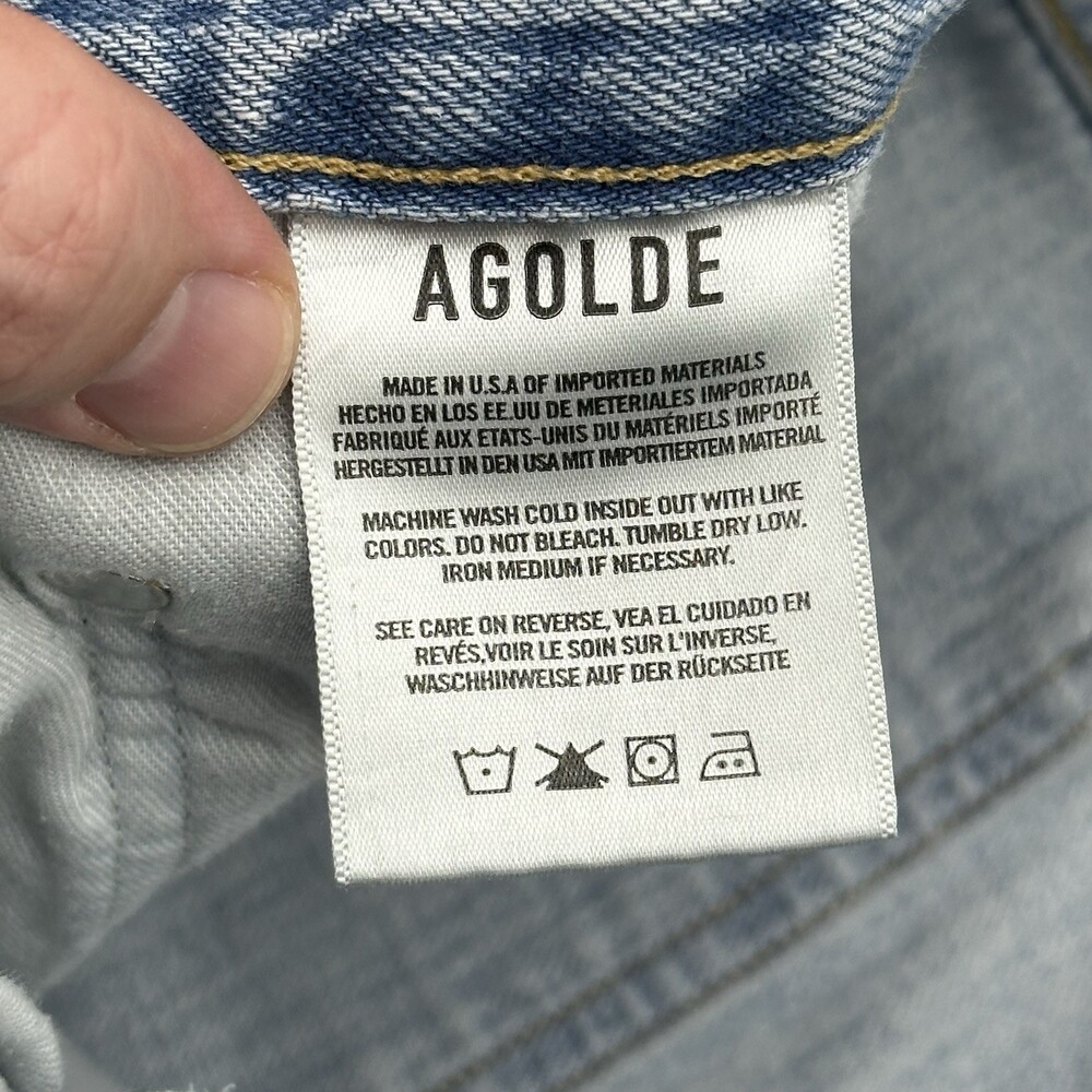 AGOLDE Criss Cross Upsized Women's Size 27 Light Wash Cut-Off Denim Jean Shorts - Picture 6 of 11